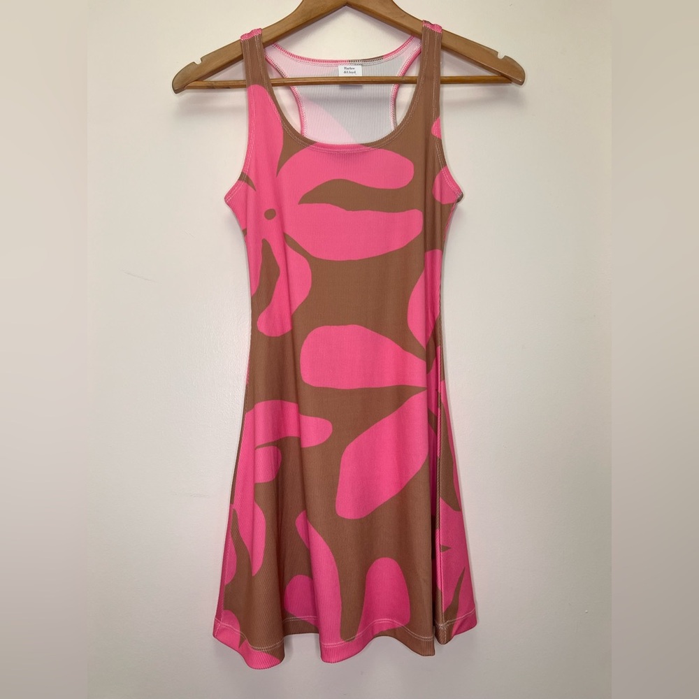 Harlow & Lloyd Y2K Pink Brown Floral Racerback Mini Dress Delia’s Style XS - Picture 3 of 5